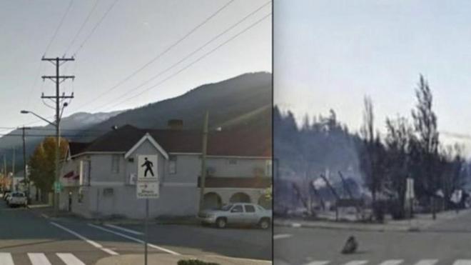 Canicule et incendie au Canada : Lytton anéanti, le village avant-après