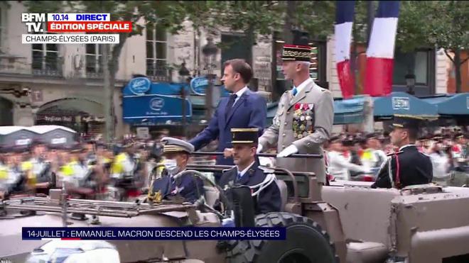 14-Juillet: Emmanuel Macron descend les Champs-Élysées et passe en revue les troupes