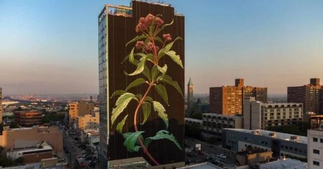 Elle peint une fresque fleurie sur un immeuble de 60 mètres