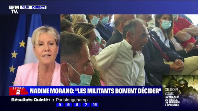 Nadine Morano "ne croit pas en l'hypothèse" d'un second tour Emmanuel Macron - Éric Zemmour à la présidentielle