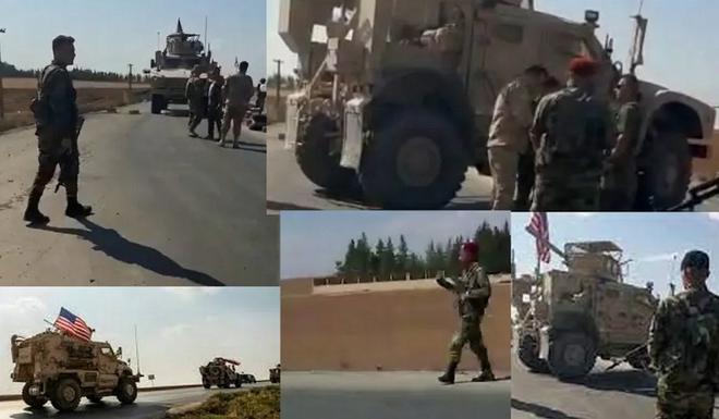 Un convoi militaire US à un checkpoint militaire syrien