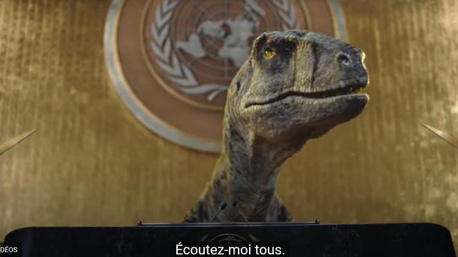 Depuis la tribune de l'ONU, un dinosaure appelle le monde à "ne pas choisir l'extinction"