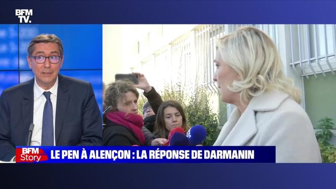 Gérald Darmanin accuse Marine Le Pen de "mentir" après ses déclarations à Alençon