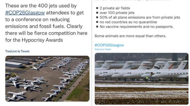 Des centaines de jets privés à la COP26 ? Attention à ces images qui circulent