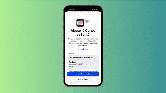 iOS 15.4 permet d’ajouter un pass vaccinal français sur iPhone