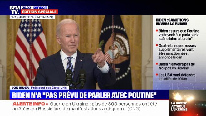 Guerre en Ukraine: Joe Biden évoque une “rupture totale” avec la Russie