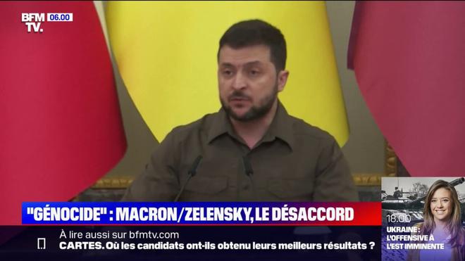 Ukraine: le président Zelensky se dit "blessé" par le refus d'Emmanuel Macron d'employer le terme de "génocide"