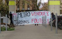 Un arbre déraciné déposé devant la métropole de Grenoble pour dénoncer l’artificialisation des terres
