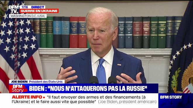 Joe Biden: "Nous n'attaquons pas la Russie, nous aidons l'Ukraine à se défendre contre l'agression russe"