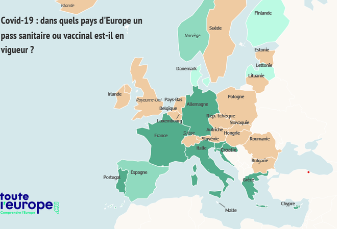 [Carte] Covid-19 : dans quels pays d’Europe un pass sanitaire ou vaccinal est-il en vigueur ?