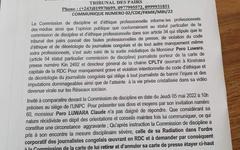 RDC: Pero Luwara Radié de la corporation de journalistes par la Commission de Discipline et d’Éthique professionnelle de l’UNPC