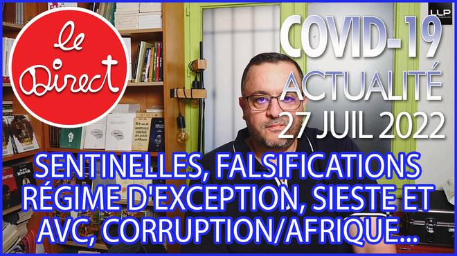 Direct 27 juillet 22 : Sentinelles, falsifications chiffres Covid-19, Régime d’exception, sieste et AVC, Corruption/Afrique…