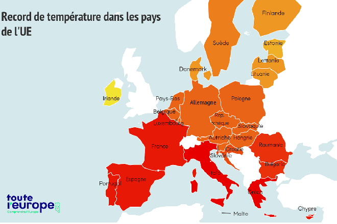 Canicule : les records de température dans les pays de l’Union européenne