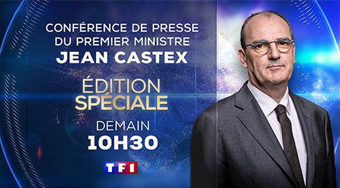 Conférence de presse du Premier ministre Jean Castex : Editions spéciales, aujourd’hui à 10h30 sur TF1 et France 2