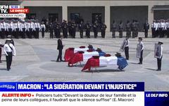 Roubaix: Emmanuel Macron remet, à titre posthume, les insignes de chevalier de la Légion d'honneur aux trois policiers tués