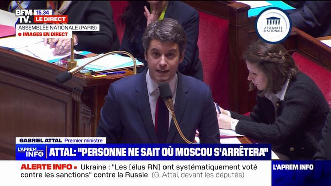 Gabriel Attal à Marine Le Pen: "Il y a lieu de se demander si les troupes de Vladimir Poutine ne sont pas déjà dans notre pays, je parle de vous et de vos troupes"