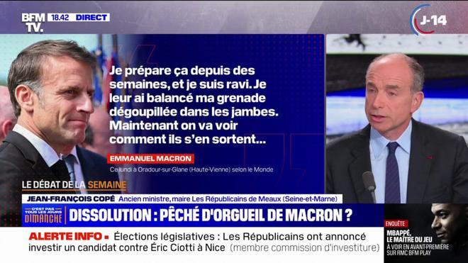 "Ce qu'il a fait, c'est impardonnable": Jean-François Copé réagit aux propos d'Emmanuel Macron rapportés par Le Monde sur sa préparation de la dissolution de l'Assemblée nationale