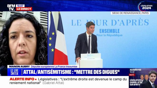 Viol à Courbevoie: Manon Aubry accuse Gabriel Attal d'en "faire de la récupération politique"