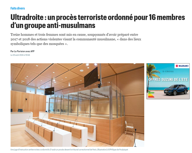 Ultradroite : un procès terroriste ordonné pour 16 membres d’un groupe anti-musulmans