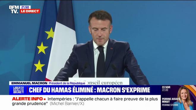 Emmanuel Macron, sur la mort de Yahya Sinouar: "Ce jour est un tournant, en même temps qu'un succès militaire pour Israël"