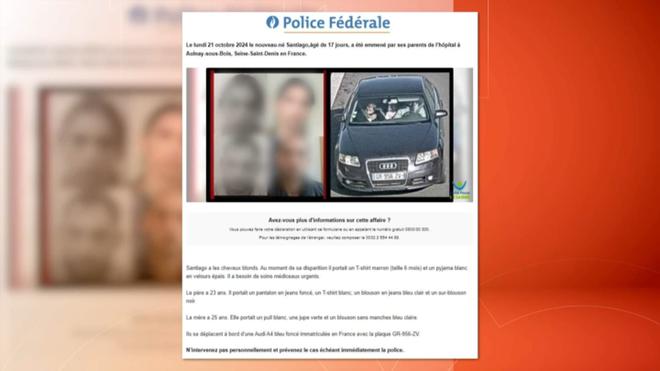 Enlèvement de Santiago: la voiture des parents retrouvée dans le secteur de Charleroi en Belgique