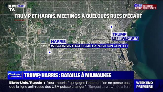 Présidentielle américaine: Kamala Harris et Donald Trump en meeting à la même heure dans la même ville, à Milwaukee dans le Wisconsin