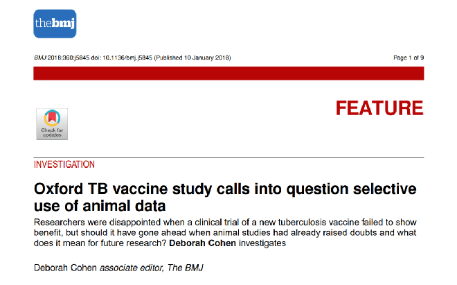 Quand Oxford a manipulé les résultats de son vaccin contre la tuberculose !