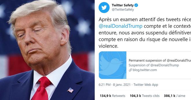 Donald Trump suspendu de Twitter de façon permanente