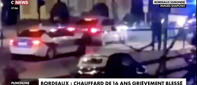 Bordeaux - Les images choc d'un jeune homme de 16 ans au volant d'une voiture sur qui la police ouvre le feu après une course-poursuite et qui refuse d'obtempérer - VIDEO