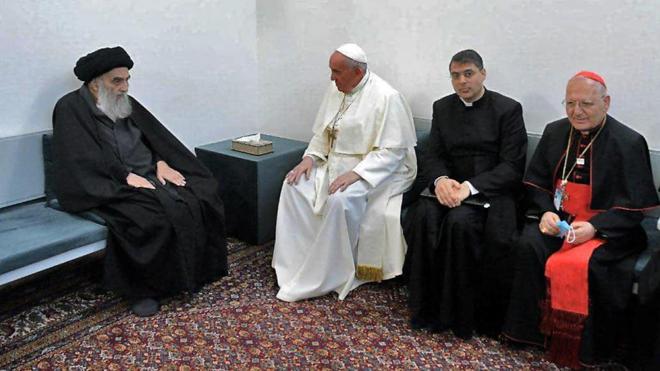 Irak: le pape François et l’ayatollah chiite Sistani s’engagent pour la «paix»