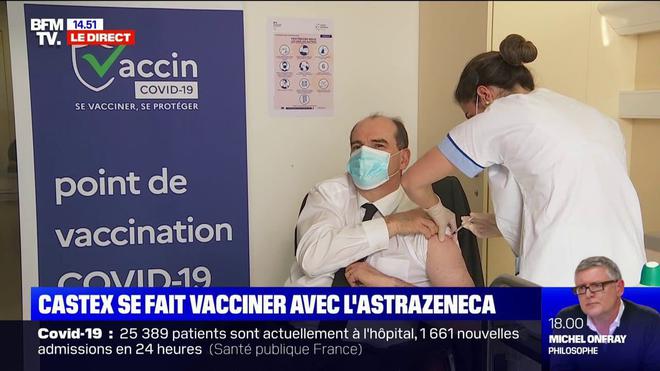 Jean Castex reçoit sa première dose du vaccin AstraZeneca contre le Covid-19