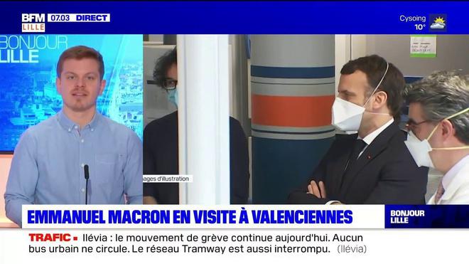 Covid-19: Emmanuel Macron en visite dans un centre de vaccination à Valenciennes