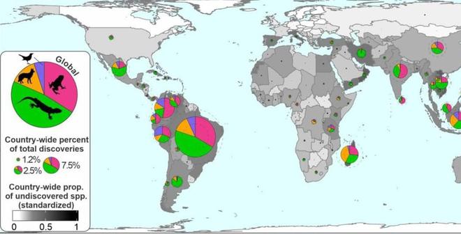 Une nouvelle carte indique la localisation potentielle des espèces encore inconnues