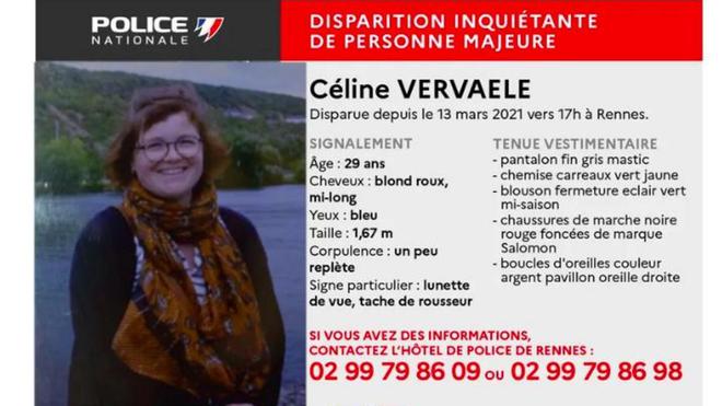Rennes : gendarmes et policiers toujours à la recherche de Céline Vervaele, 29 ans