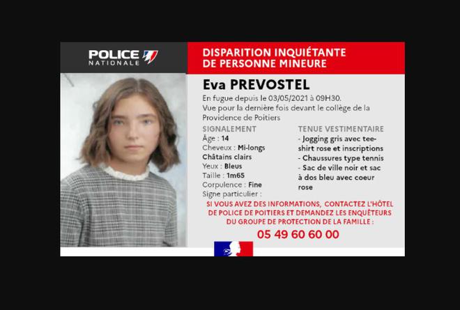 Disparition inquiétante d’Eva, collégienne de 14 ans à Poitiers