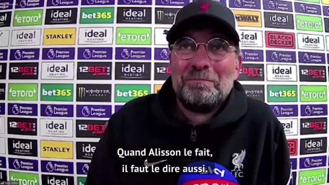 Foot - Angleterre - Liverpool - Jürgen Klopp à propos du but dingue d'Alisson : « Si Olivier Giroud met le même... »
