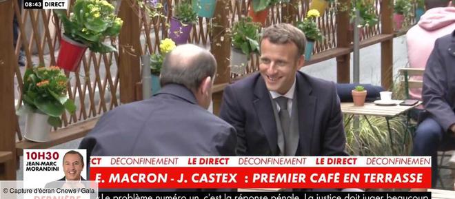 VIDEO – Emmanuel Macron et Jean Castex tout sourire en terrasse : joli coup de com’ ?